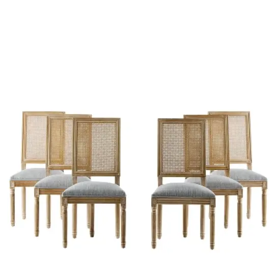 Christopher Knight Home  Brownell French Country Wood and Cane Upholstered Dining Chairs (Set of 6) image {14}