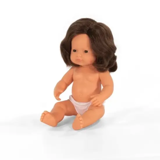 Miniland Educational Anatomically Correct 15" Baby Doll, Girl, Brunette Hair image {1}