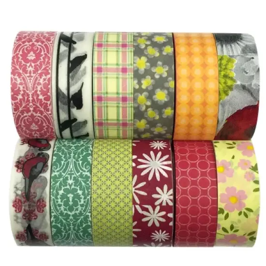 Wrapables Washi Tapes Decorative Masking Tapes, Set of 12 image {17}