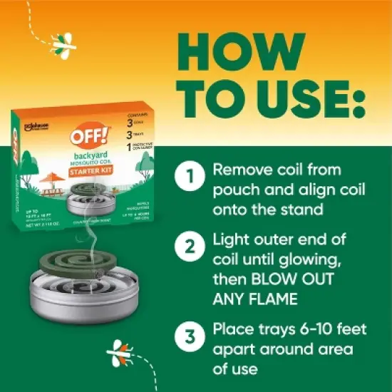 OFF! Mosquito Repellent Outdoor Coil Starter Kit - 100 Sq Ft Coverage, 4hr Duration image {5}