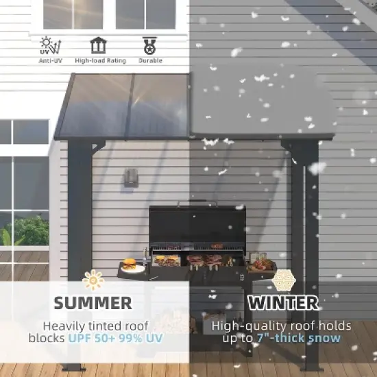 CLIHOME 8 ft. x 5 ft. Gazebo Outdoor Pergola for Patio, Lean to Hard Top Grill Gazebo Shelter with Roof, Small Wall-Mounted Heavy Duty Awnings image {5}