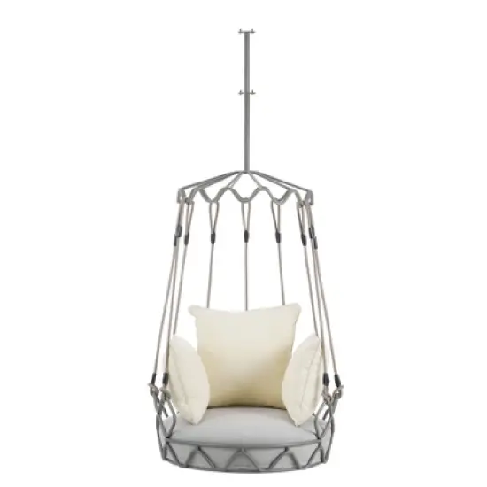 Outdoor Hanging Basket Swing Chair with UV-Resistant Cushion, 8" Thick Seat, 300 lbs Capacity image {7}