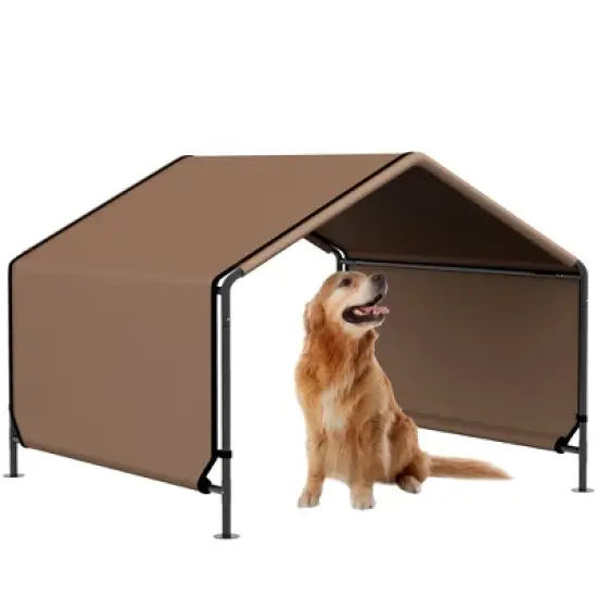 PawHut Dog Tent, Portable Dog Shelter, Water Resistant Dog Beach Tent for Shade Protection, Outdoor, Garden, Patio, Backyard, Brown image {6}