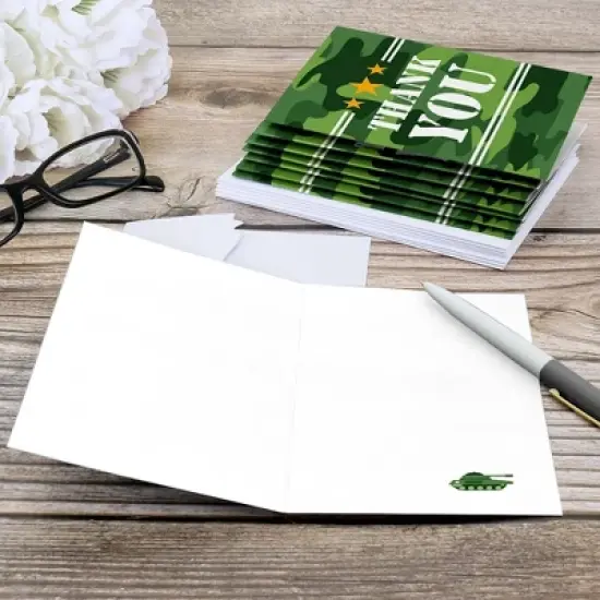 Big Dot of Happiness Camo Hero - Army Military Camouflage Party Thank You Cards (8 count) image {3}