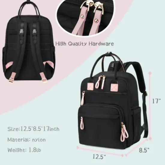 Itopfox Large Diaper Backpack with 18 Pockets, Water-Resistant Nylon, Insulated Bottle Holders, Stroller Straps (Black) image {5}