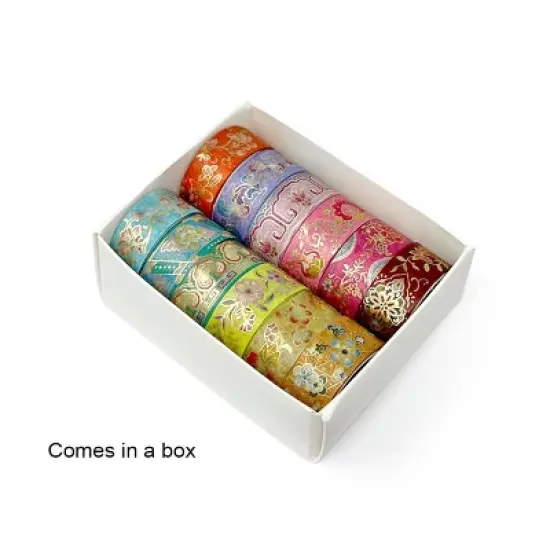 Wrapables Elegant Gold Foil Washi Tape Box Set for Arts & Crafts, Scrapbooking, Stationery, Diary (12 Rolls), Playful Florets image {6}