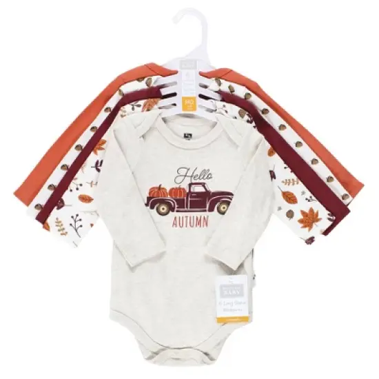 Hudson Baby Unisex Baby Cotton Long-Sleeve Bodysuits, Hello Fall image {1}