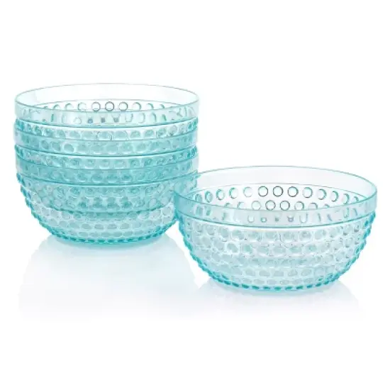 Gibson Home Plastic Bowl Set with Serving Bowl in Light Blue image {6}