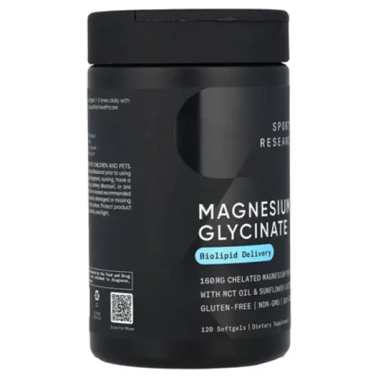 Sports Research Magnesium Glycinate, 120 Softgels (80 mg per Softgel) image {3}