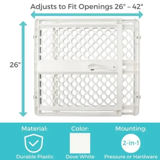 Toddleroo by North States 2-in-1 Supergate Secure Plastic Gate - White image {5}