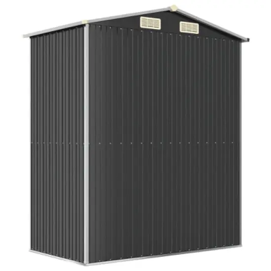 vidaXL Galvanized Steel Garden Shed, Anthracite - Outdoor Storage Space for Garden Tools and Equipment - Weather-Resistant Material image {4}