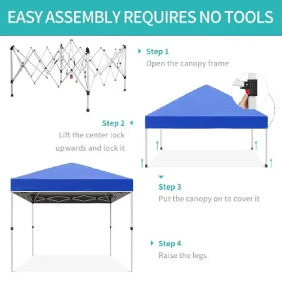GustoWave Portable Outdoor 10x10 Ft Pop Up Canopy Tent, Waterproof and UV Protection image {3}