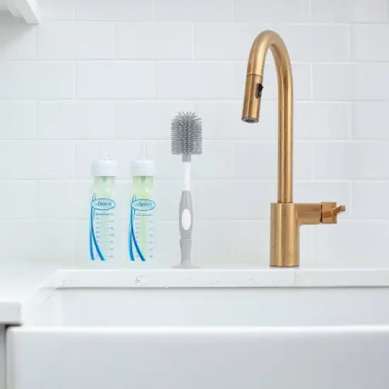 Dr. Brown's Soft Touch No Scratch Baby Bottle Cleaning Brush with Stand - Gray image {9}