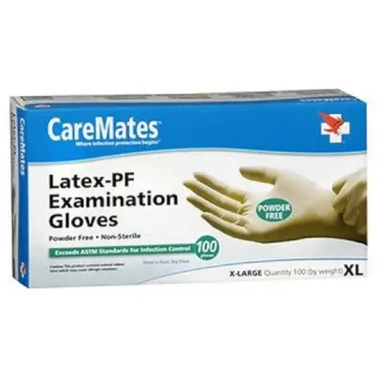 CareMates Latex Powder Free Examination Gloves XL, 100 Ct image {3}