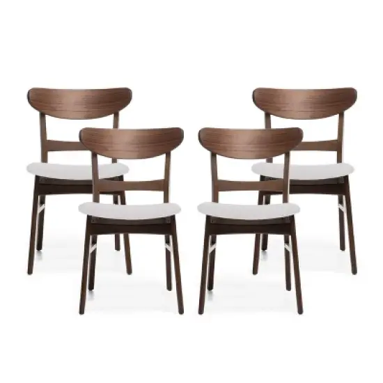 Christopher Knight Home Isador Mid Century Modern Upholstered Rubberwood Dining Chairs (Set of 4) image {8}