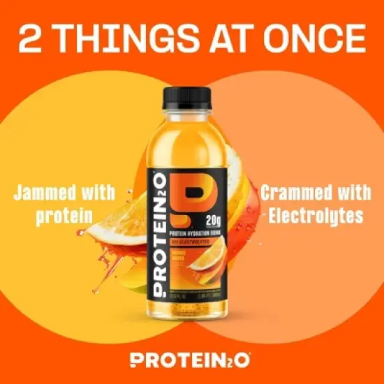 Protein2O 20g Clear Whey Protein Isolate Drink With Electrolytes - Orange Mango - 67.6 fl oz/4pk image {6}