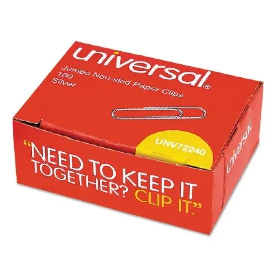 Universal Jumbo Nonskid Paper Clips Silver 100/Pack 10 Packs/Box ( AZRUNV72240) image {1}