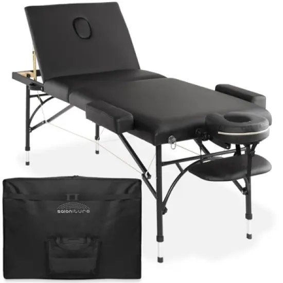 Saloniture Professional Portable Lightweight Tri-Fold Massage Table with Aluminum Legs image {7}