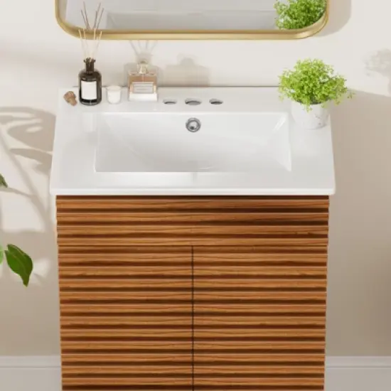 Bathroom Ceramic Vanity Top with Three Holes in White image {6}