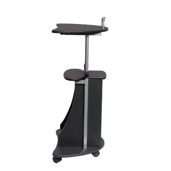 Sit To Stand Rolling Adjustable Height Laptop Cart with Storage Graphite - Techni Mobili image {3}
