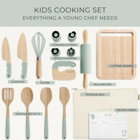 Wooden Cooking & Baking Set for Kids &ndash; Safe, Real Kitchen Tools &ndash; Durable Utensils, Perfect Gift for Creating Lasting Family Memories image {4}