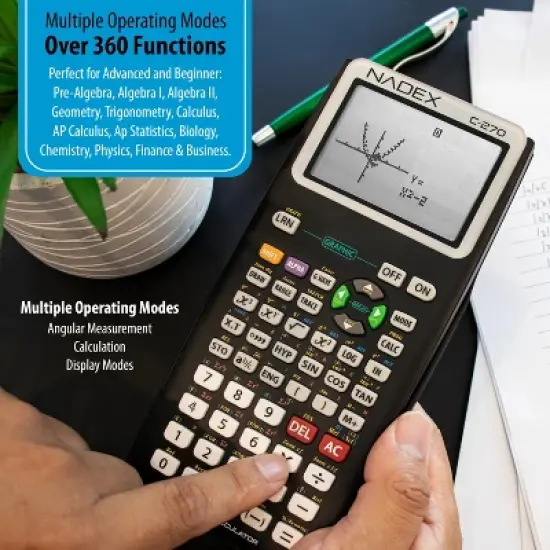 Nadex Coins&trade; C-270 Scientific Calculator with Black and White Graph Functions, Battery Powered image {7}