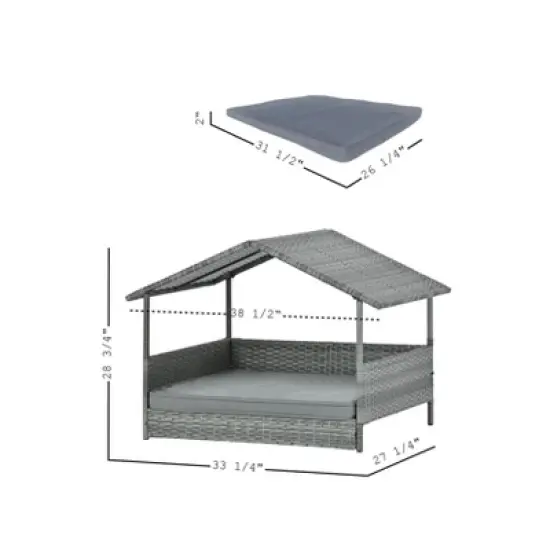 Dog Bed, Pet Bed, Pet Enclosures, Pet Outdoor Furniture, Pet Patio Furniture, Seasonal PE Wicker Pet Furniture, Dog Bed With Canopy image {2}