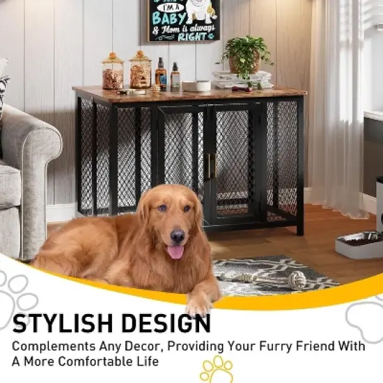 Acekool 48" Large Dog Crate Furniture with Top Access, Heavy Duty Decorative Wooden Pet Cage, End Table Kennel for Medium Large Dogs Indoor image {5}