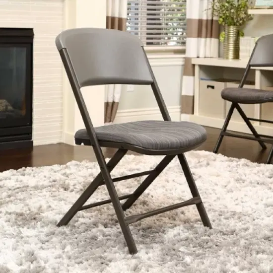 4pk Padded Commercial Grade Folding Chair Gray - Lifetime image {11}