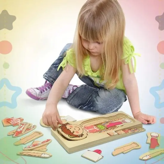 Kidzlane Girl Wooden My Body Puzzle for Toddlers & Kids - 29 Piece Girls Anatomy Puzzle Kid Play Set image {2}