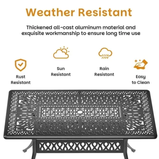 All-Weather Elegant 7-Piece Cast Aluminum Dining Set - Rectangle Table & Ergonomic Chairs for Garden Patios image {4}