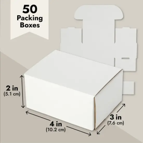 Stockroom Plus 50-Pack White Kraft Corrugated Mailer, Small Shipping Boxes Mailing Box (3 x 4 x 2 in) image {6}
