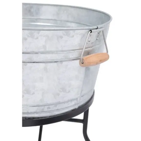 BirdRock Home 19Gal Galvanized Beverage Tub with Stand - Indoor & Outdoor - Silver image {7}