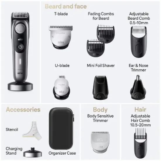 Braun Series 9 9440 All-In-One Style Kit 13-in-1 Grooming Kit with Beard Trimmer - 13ct image {6}