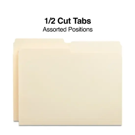 MyOfficeInnovations Manila File Folders Letter 2 Tab Assorted Positions 100/Box 116855 image {2}