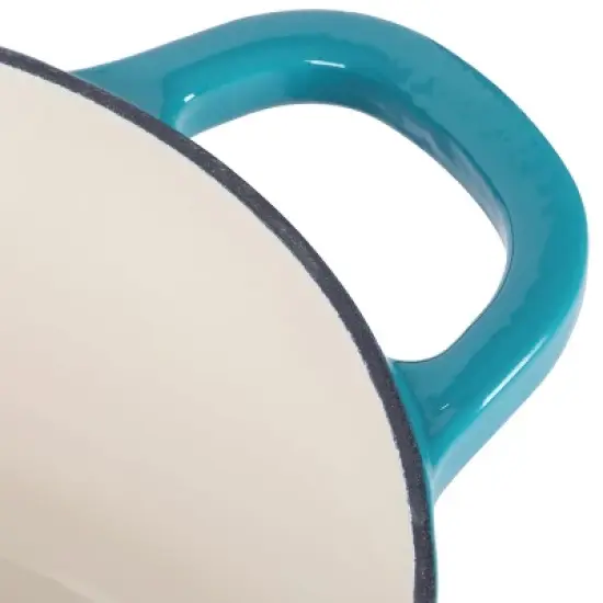 Crockpot Artisan 7 Quart Round Enameled Cast Iron Dutch Oven with Lid in Teal image {4}