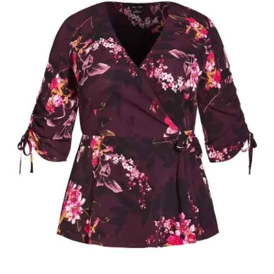 Women's Plus Size Marbella Night Top - burgundy | CITY CHIC image {2}