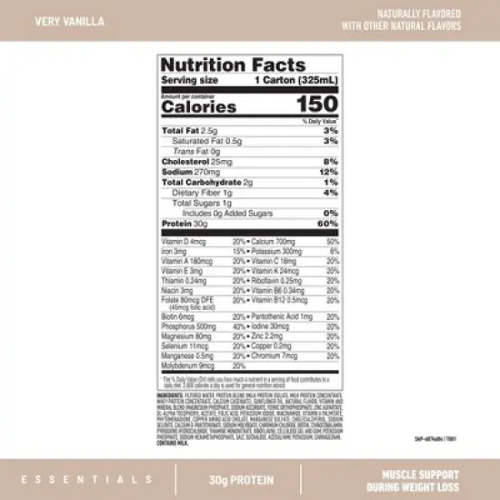 SlimFast Essential Protein Shake - 30g Protein - Vanilla - 11 fl oz/4pk image {8}