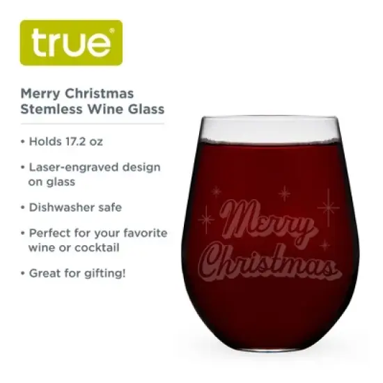 Merry Christmas Stemless Wine Glass by True image {1}