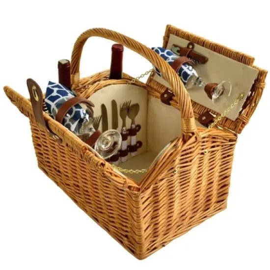 Picnic at Ascot Willow Picnic Basket with Two Person Picnic Set image {3}