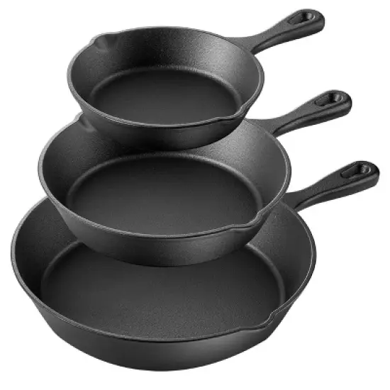 MegaChef Pre-Seasoned 3 Piece Cast Iron Skillet Set image {5}