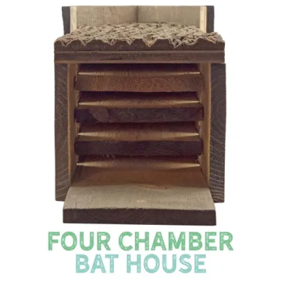 Uncle Dunkels Quadruple Chamber Bat House; Rustic Handmade Backyard Rocket Box Bat Shelter Box image {7}