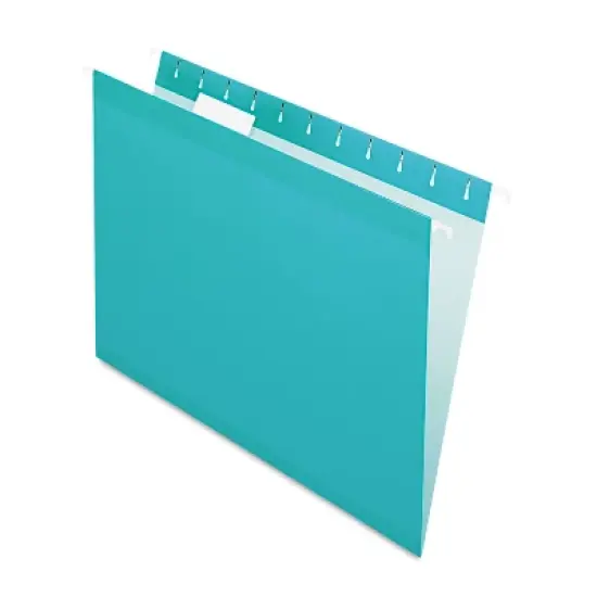 Pendaflex Reinforced Hanging Folders 1/5 Tab Letter Aqua 25/Box 415215AQU image {9}