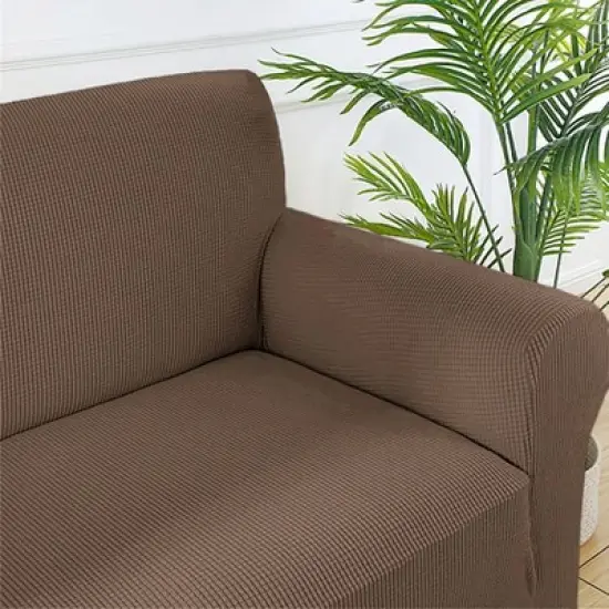 Home Mart Goods Taupe 3-Piece Set 4-Way Stretch Slipcover Sofa Loveseat & Armchair Cover Protector image {5}