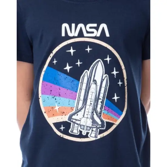 NASA Girls' Retro Stripes Rocket Sleep Pajama Set Shorts Crewneck Multicolored image {2}