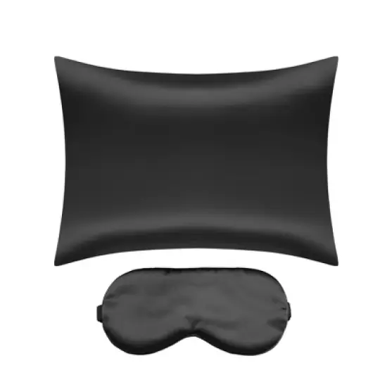 Unique Bargains Satin Hidden-Zippered Breathable Pillowcase with Sleep Mask Set of 2 image {9}