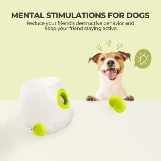 Allforpaws Automatic Dog Ball Launcher Suitable for Little Dog, Interactive Dog Ball Thrower with 3 Tennis Balls (2in) image {3}
