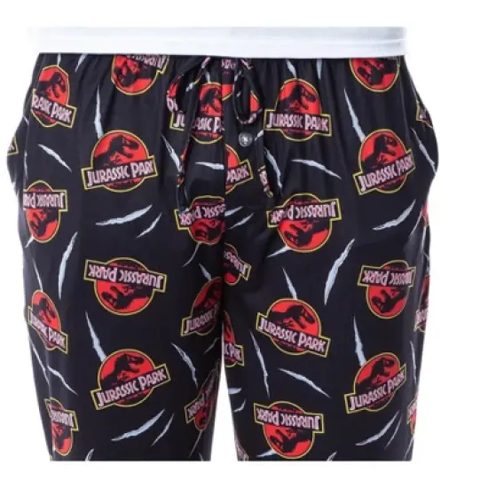 Jurassic Park Mens' Dinosaur Film Logo Scratches Sleep Pajama Pants Black image {2}