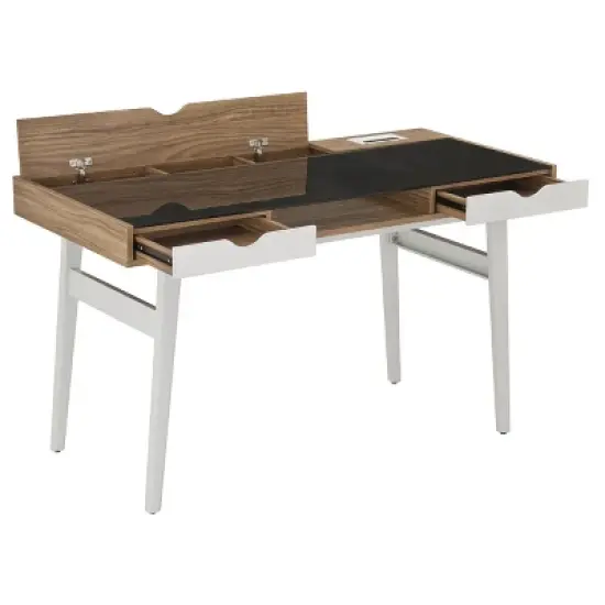 Compact Computer Desk with Multiple Storage Walnut - Techni Mobili image {2}