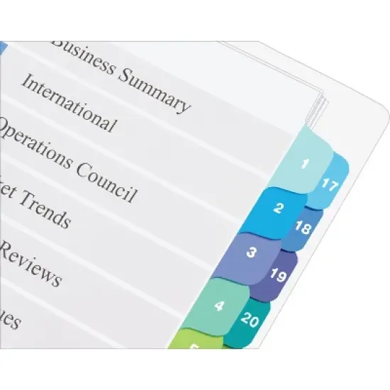 Avery Ready Index 24 Tab Double Column Binder Dividers, Customizable Table of Contents, Multicolor Tabs, 1 Set (11321) image {7}